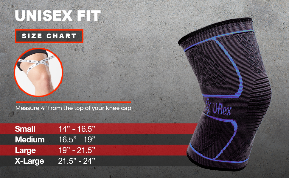 UFlex Athletics knee sleeve size chart