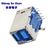Customized USB 3.0 Type B Female Right Angled Through Hole Harpoon pin Blue rubber core