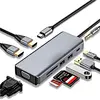 Hub Multiple USB OEM 9in1 Type C Hub Dual HDM I 4K30HZ VGA 1080P PD100W Compatible with MacBoo k Pro Del l Lenov o H P Del l
