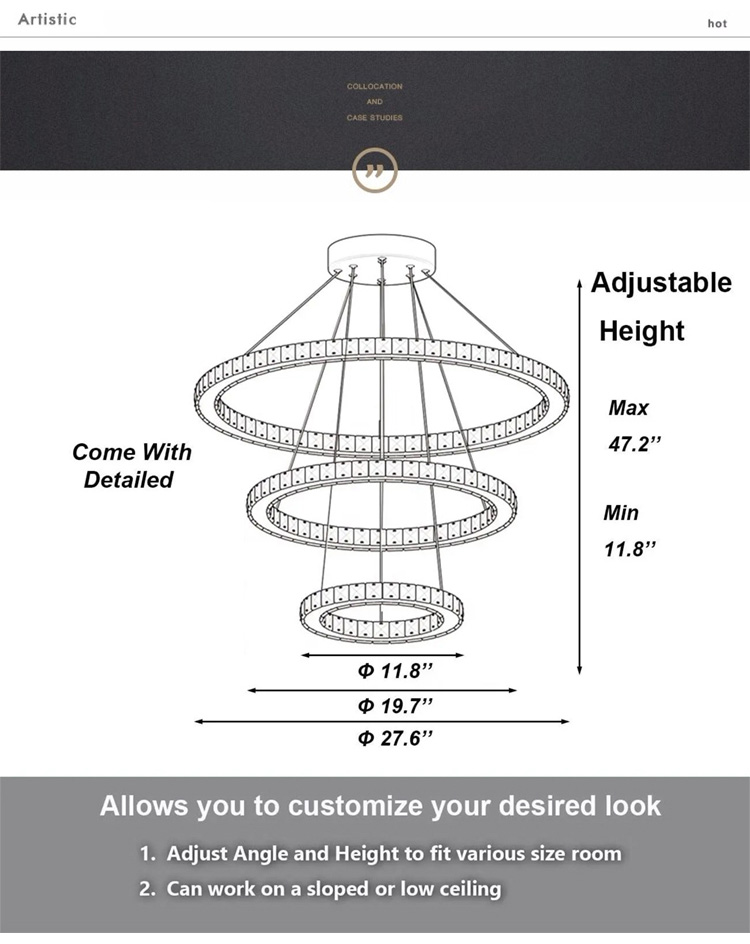 circle chandelier with crystal accents