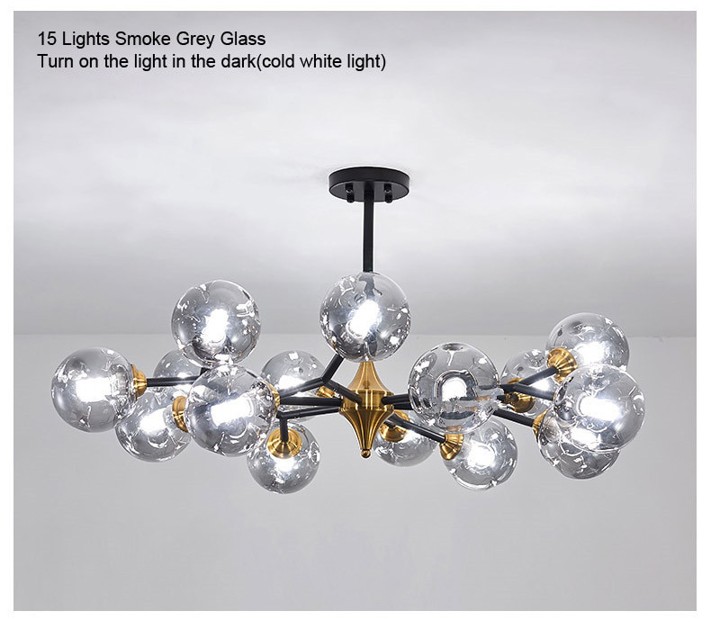 glass ball chandelier with black accents