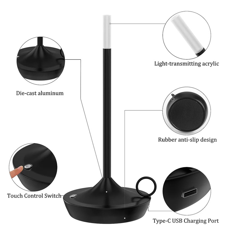Designer cordless lamp with decorative appeal and candle design