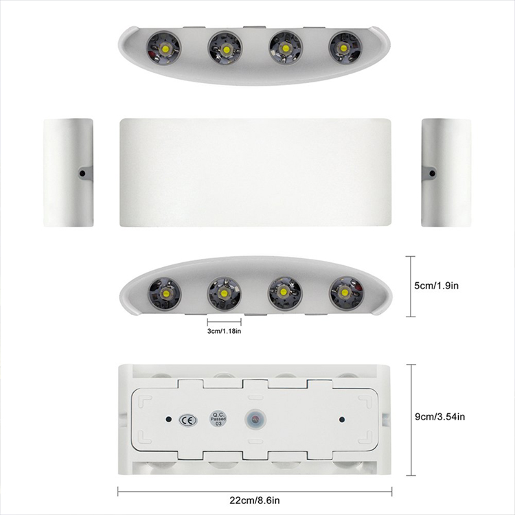 led wall sconce light size