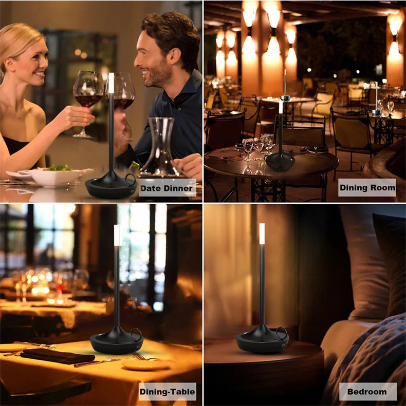Cordless table lamp with sleek and stylish candle design