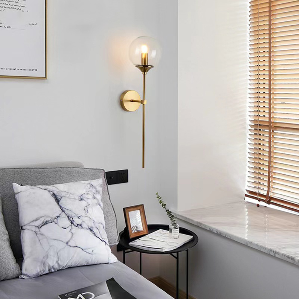 ball wall light brass