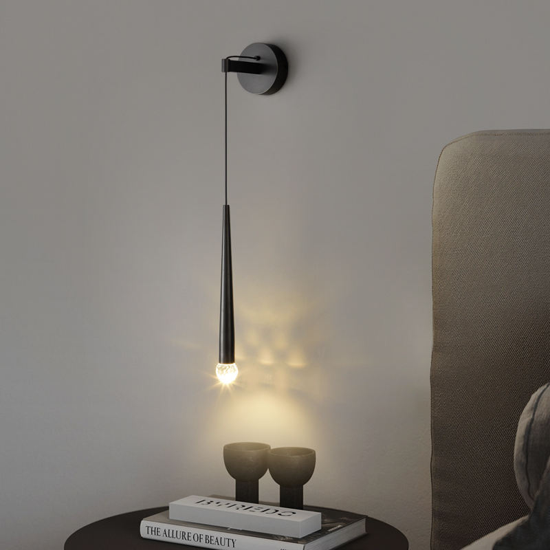 black bedside wall lamp