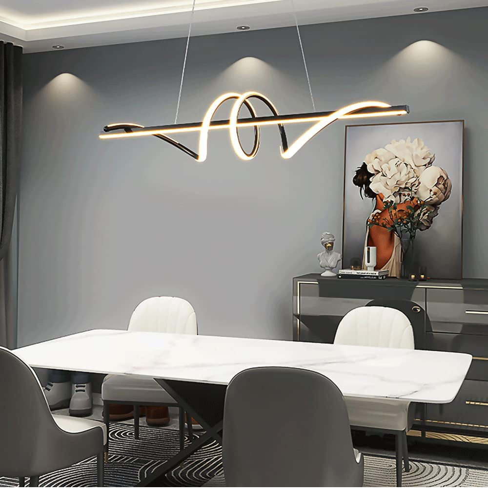 Minimalist black nordic led linear pendant light