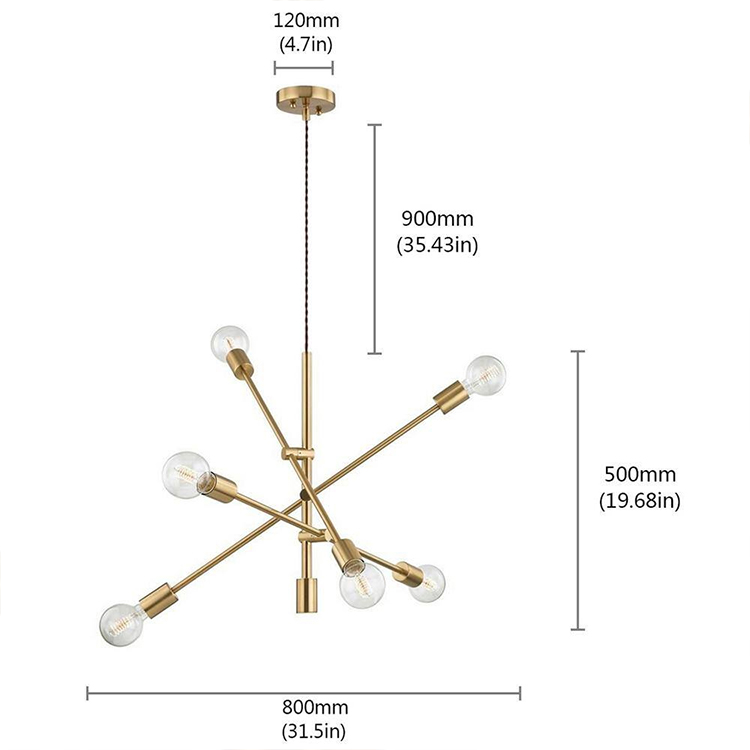 minimalist led chandelier size