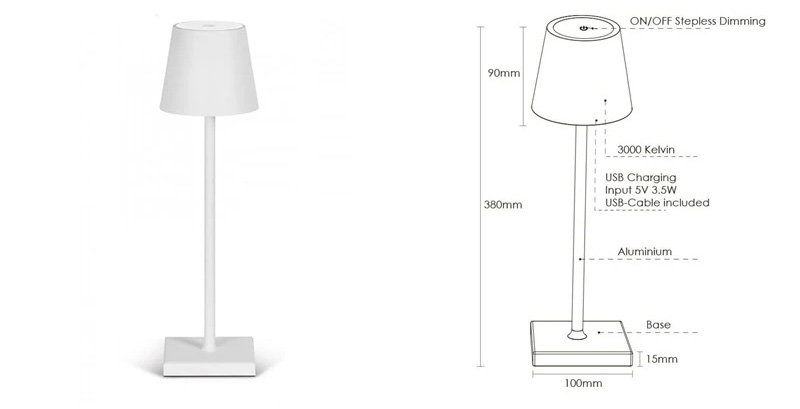 Table Lamp with USB Rechargeable Battery and Modern Style