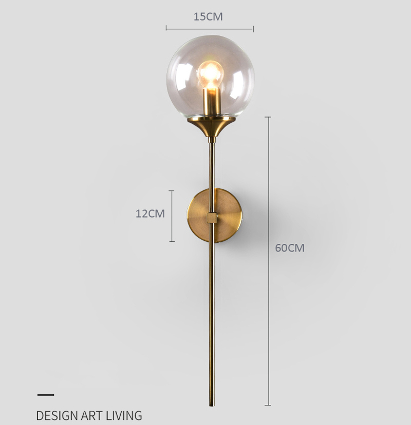 globe glass wall mounted light