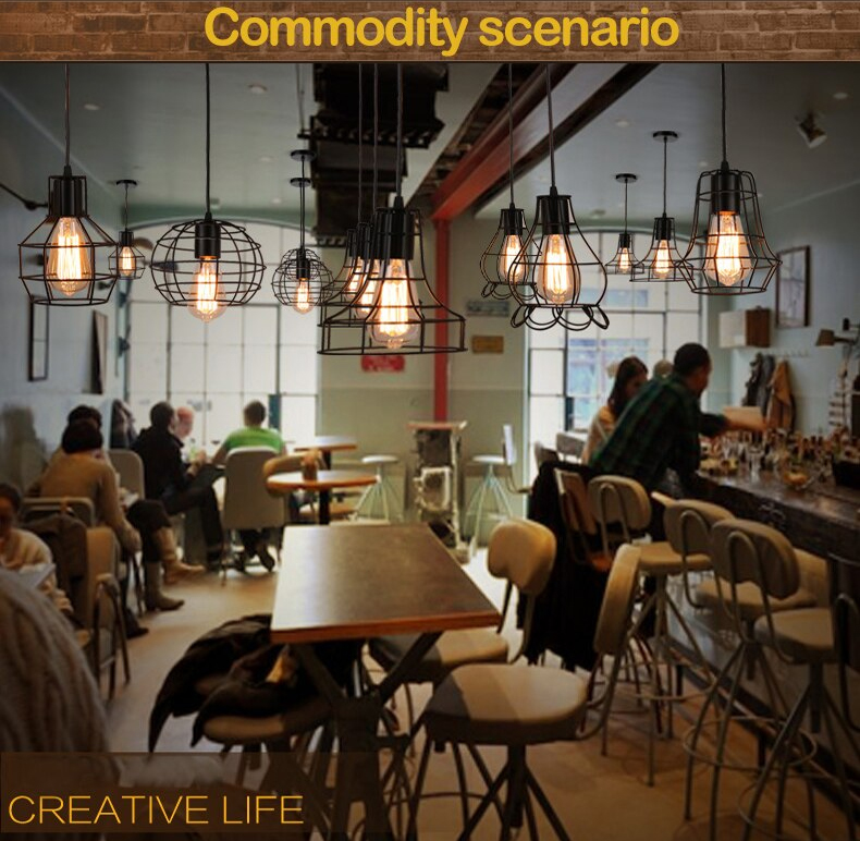iron industrial pendant light for restaurant