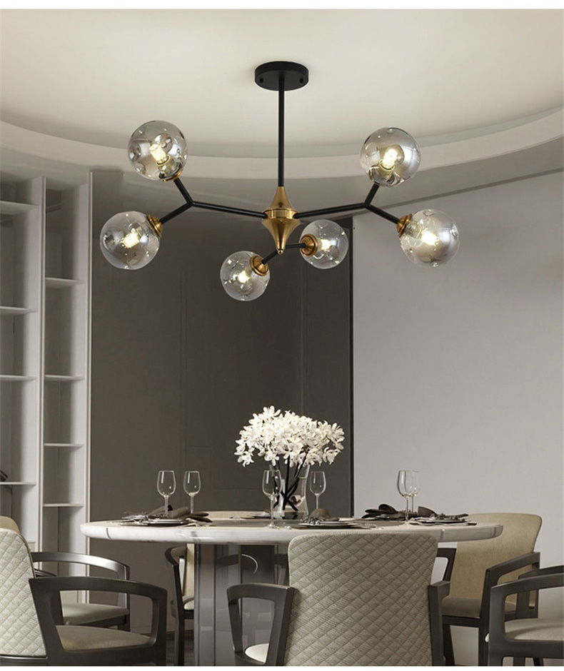 mid-century modern glass ball chandelier