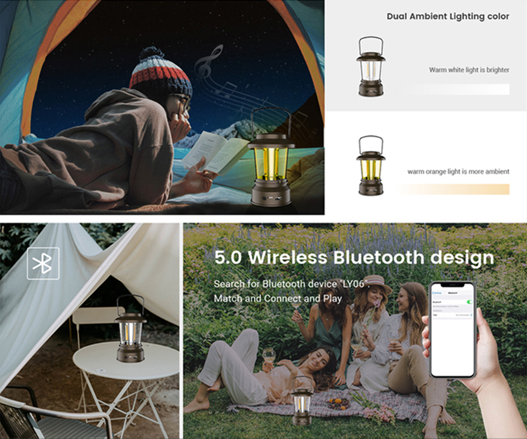 waterproof bluetooth camping light