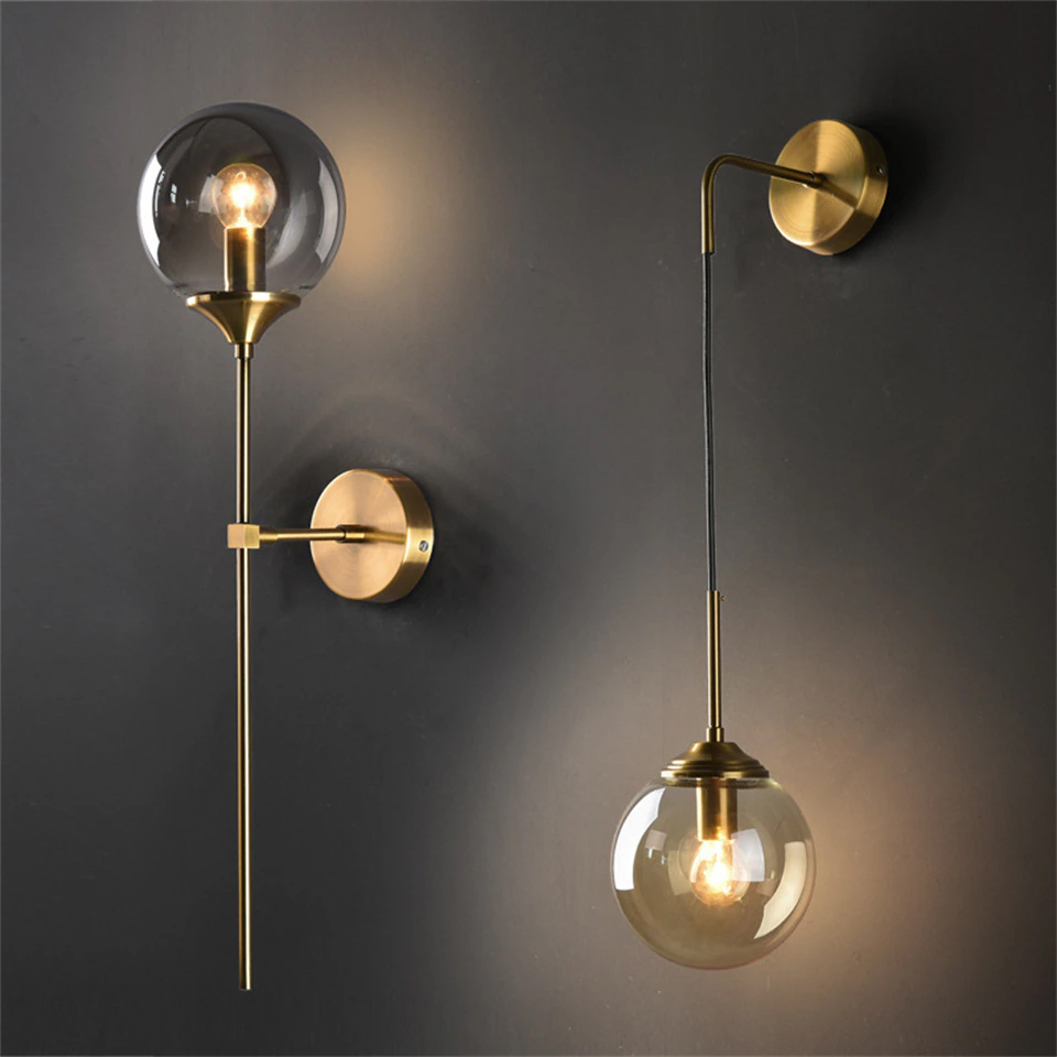 Glass ball wall mounted light