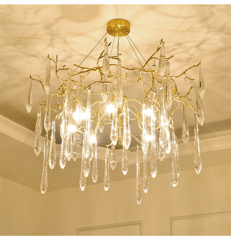 gold branch crystal chandelier modern dining room