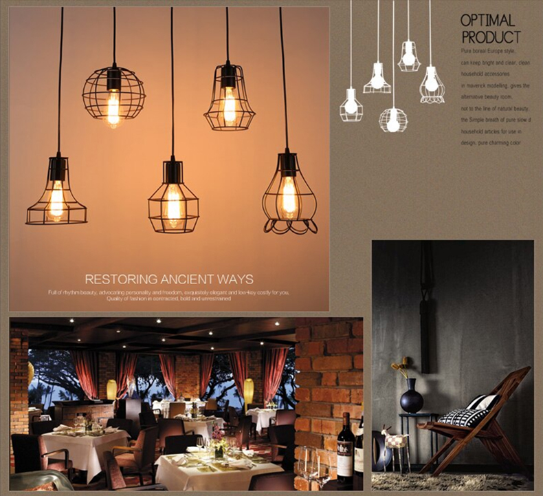 iron industrial pendant light for kitchen