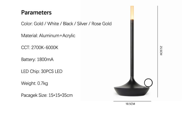 Cordless table lamp featuring exquisite designer elements