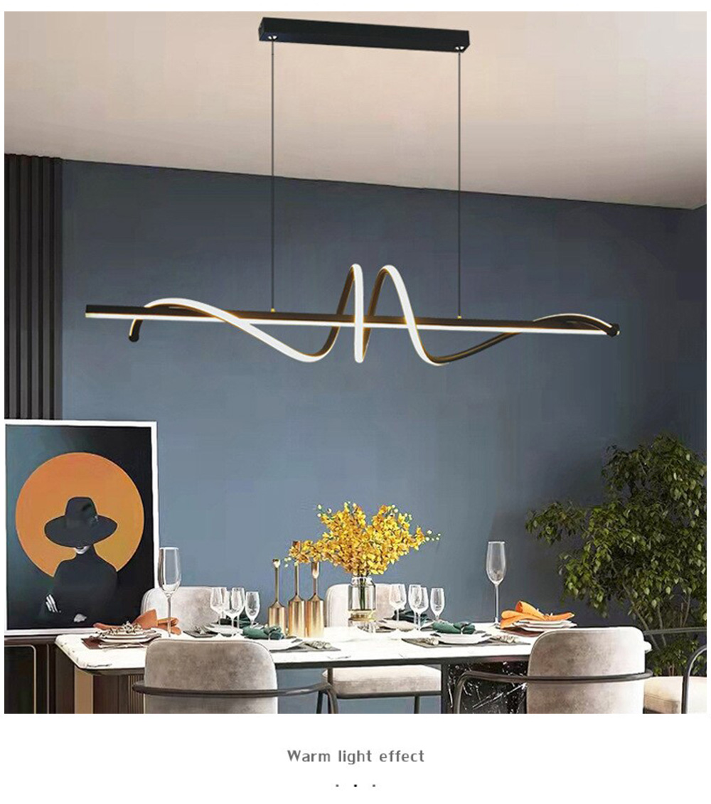 Minimalist black nordic led linear pendant light5