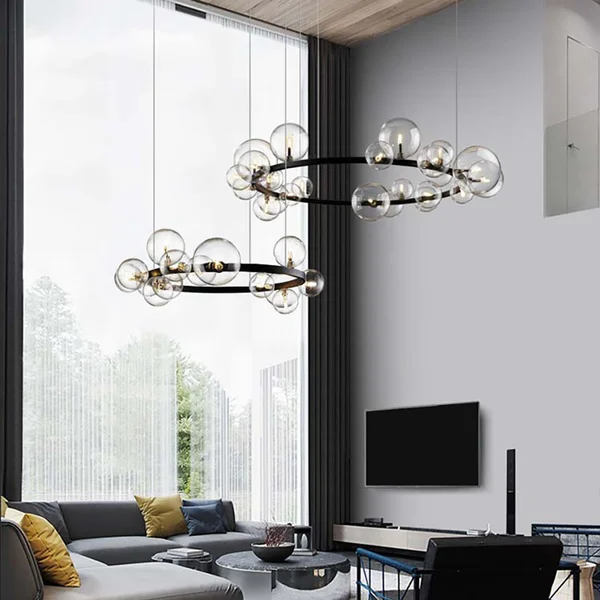 black metal ring chandelier