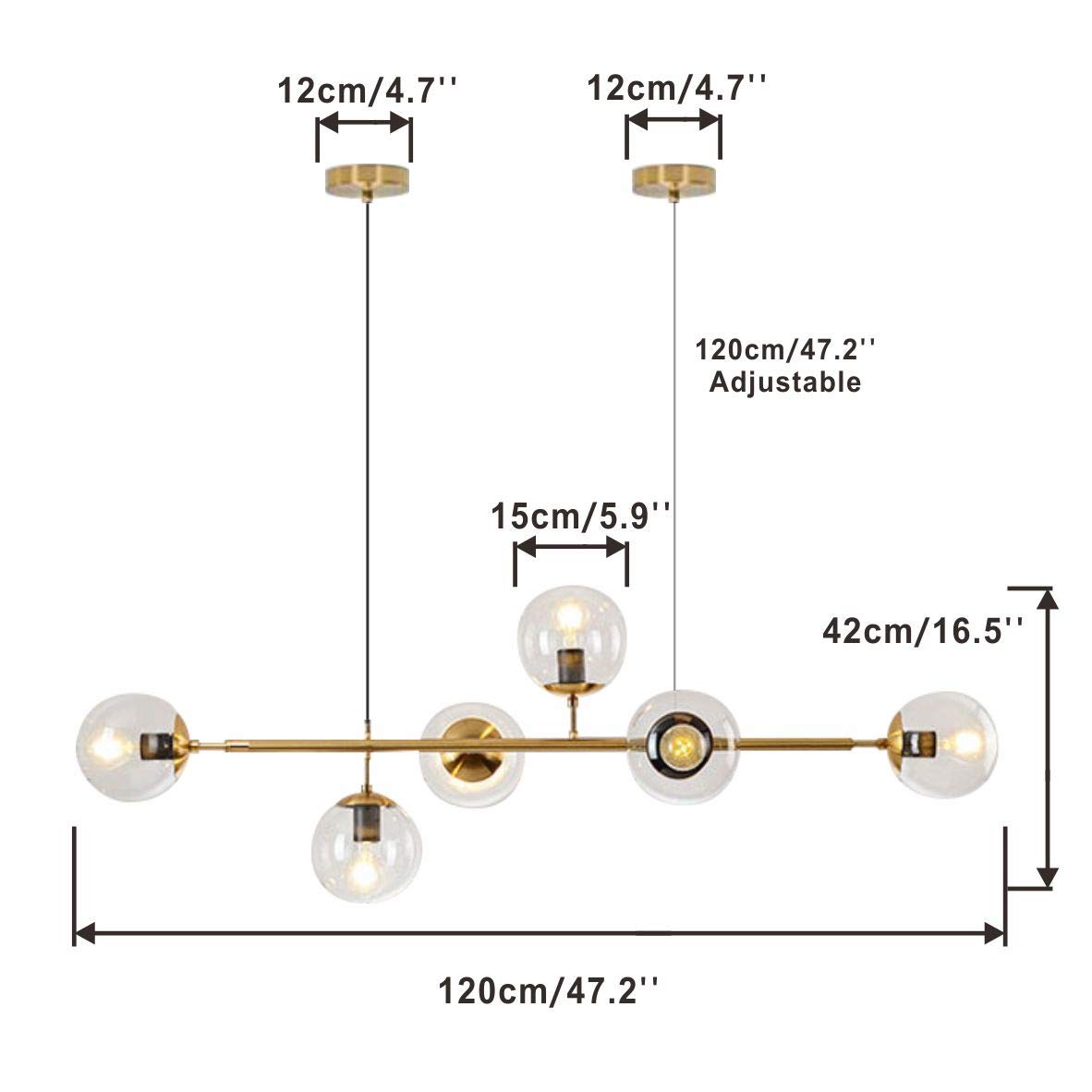 golden nordic pendant lamp size