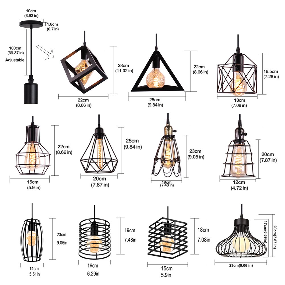 led industrial iron pendant light types