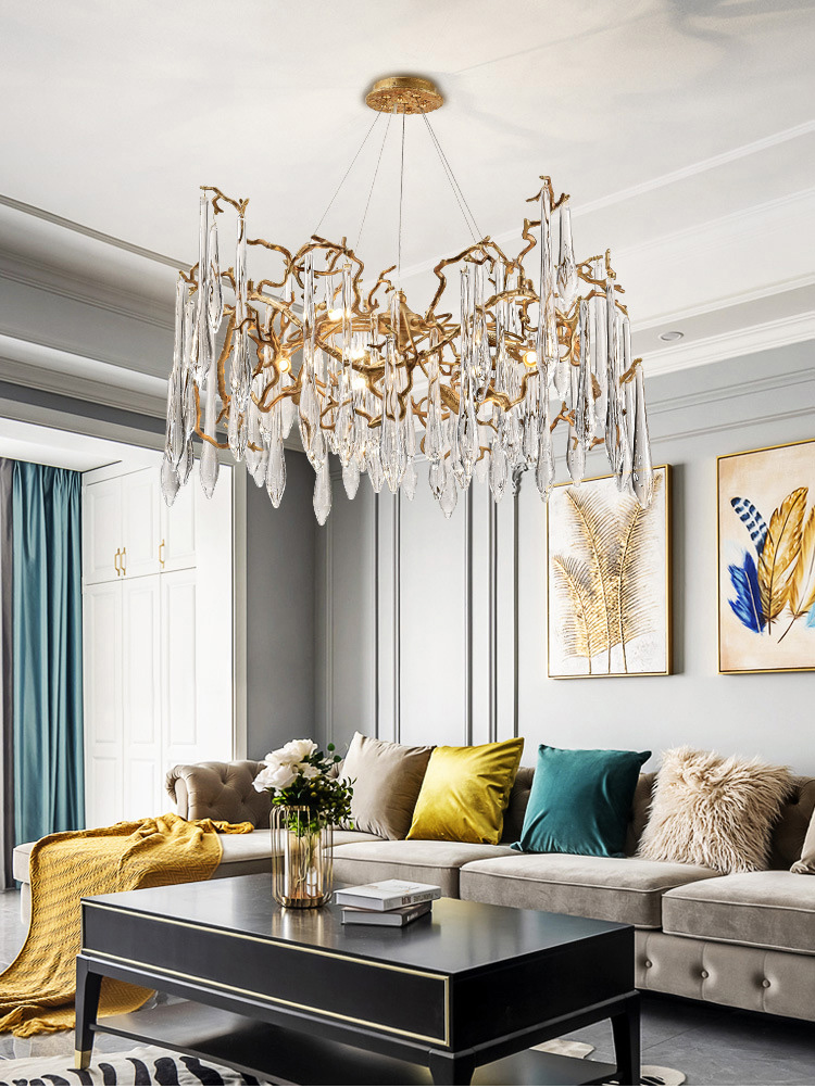 gold crystal chandelier with branch detail