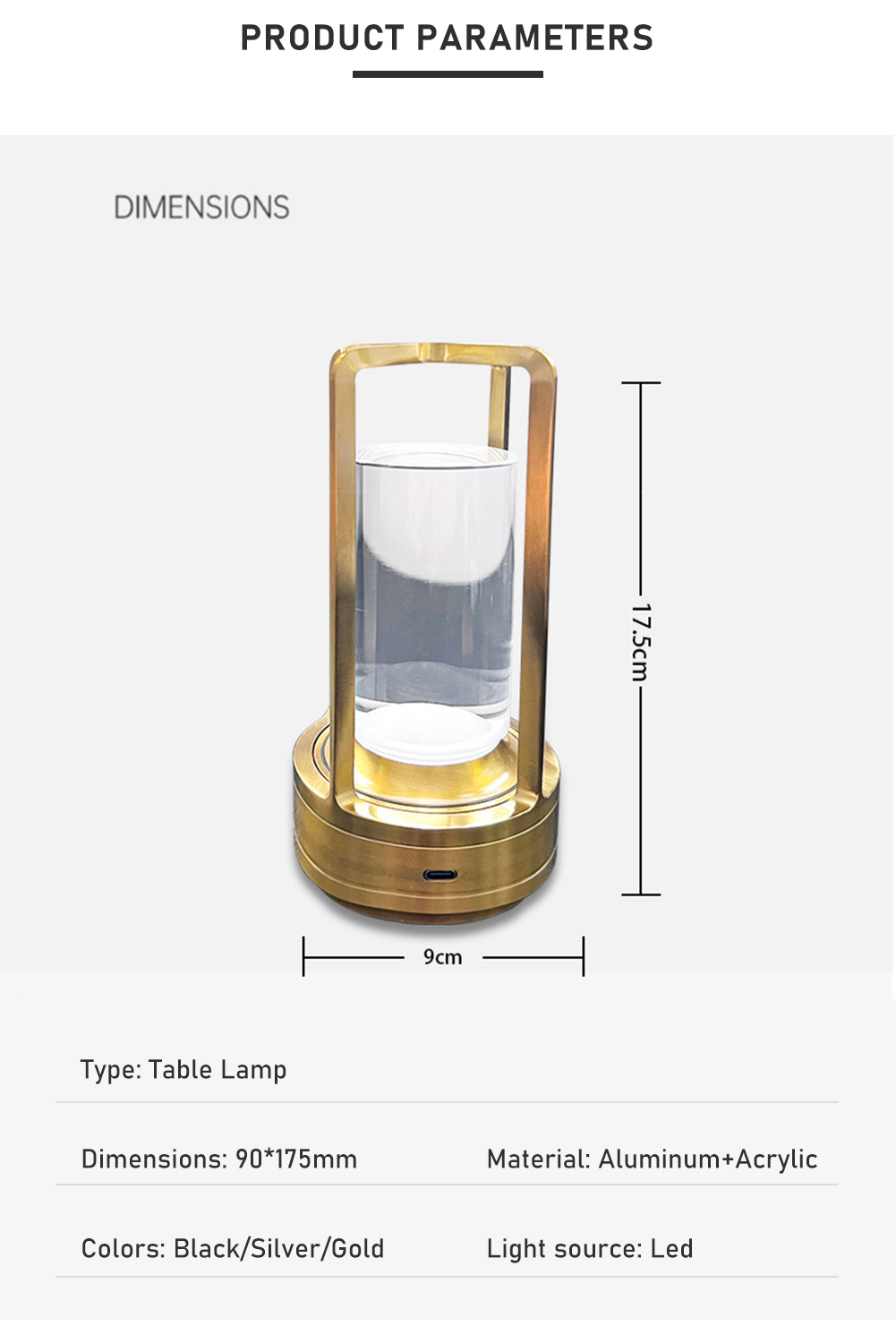 Minimalistic metal lantern lamp with Nordic design accents