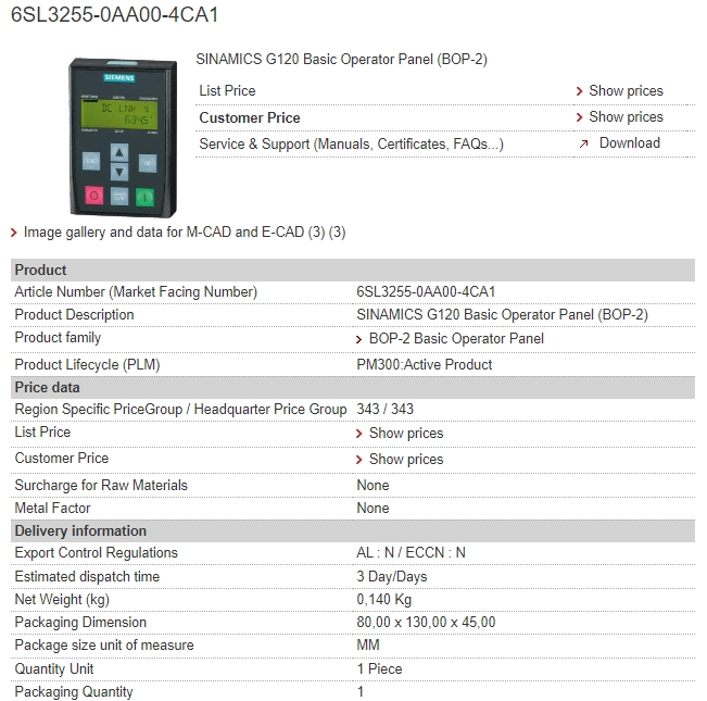 6SL3255-0AA00-4CA1