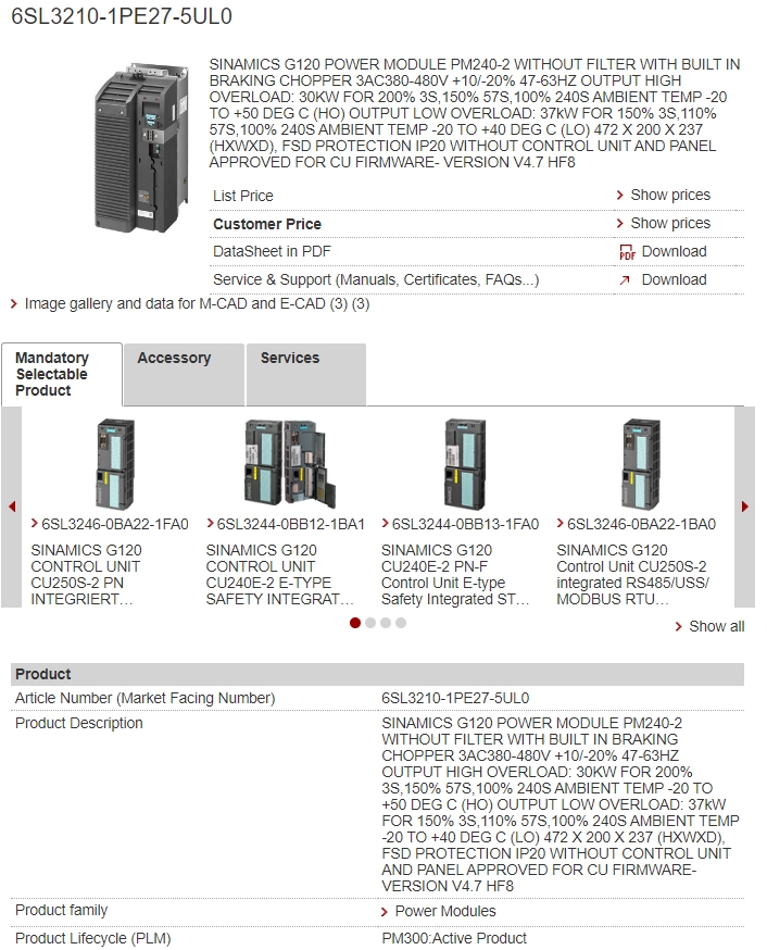 6SL3210-1PE27-5UL0