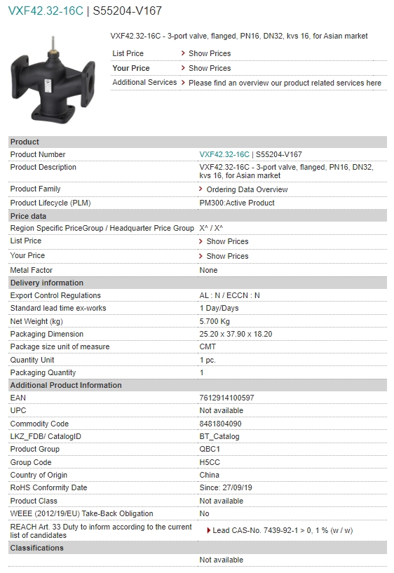 S55204-V167 VXF42.32-16C