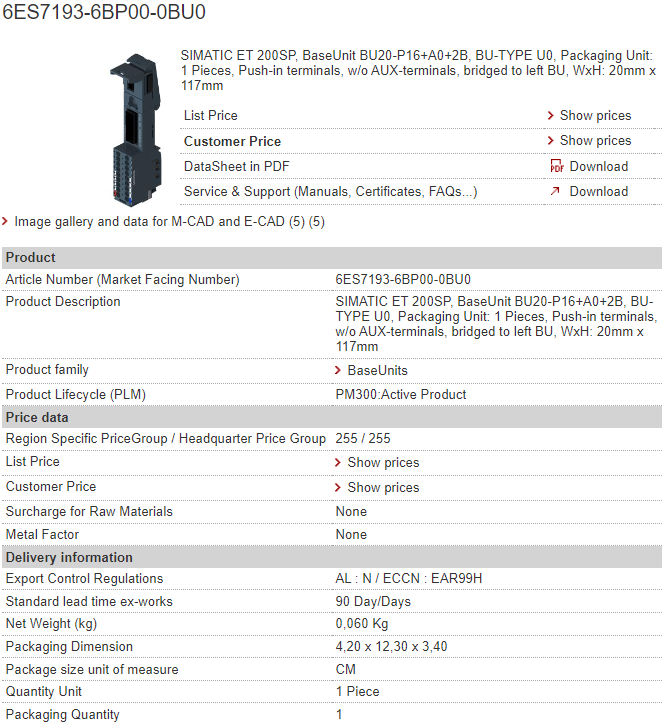 6ES7193-6BP00-0BU0