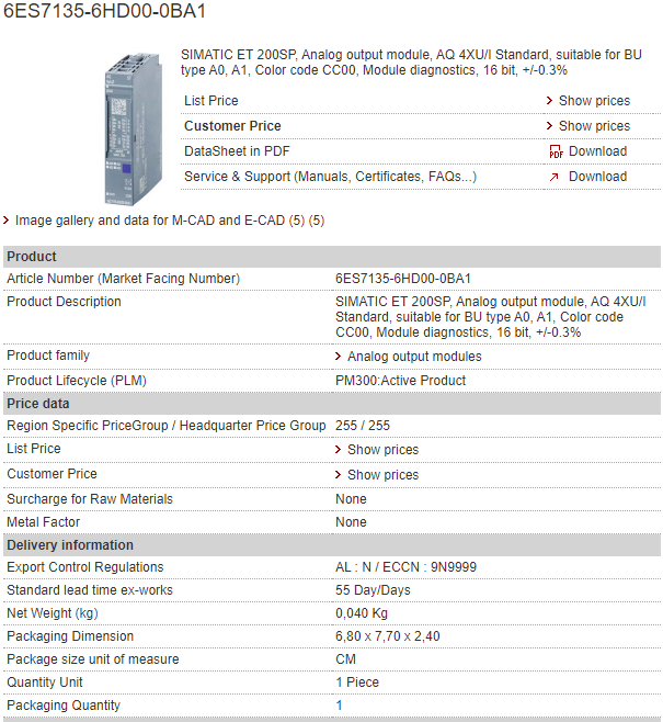 6ES7135-6HD00-0BA1