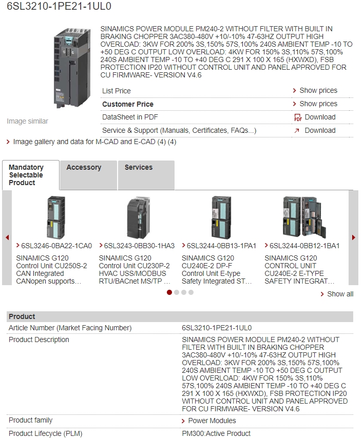 6SL3210-1PE21-1UL0