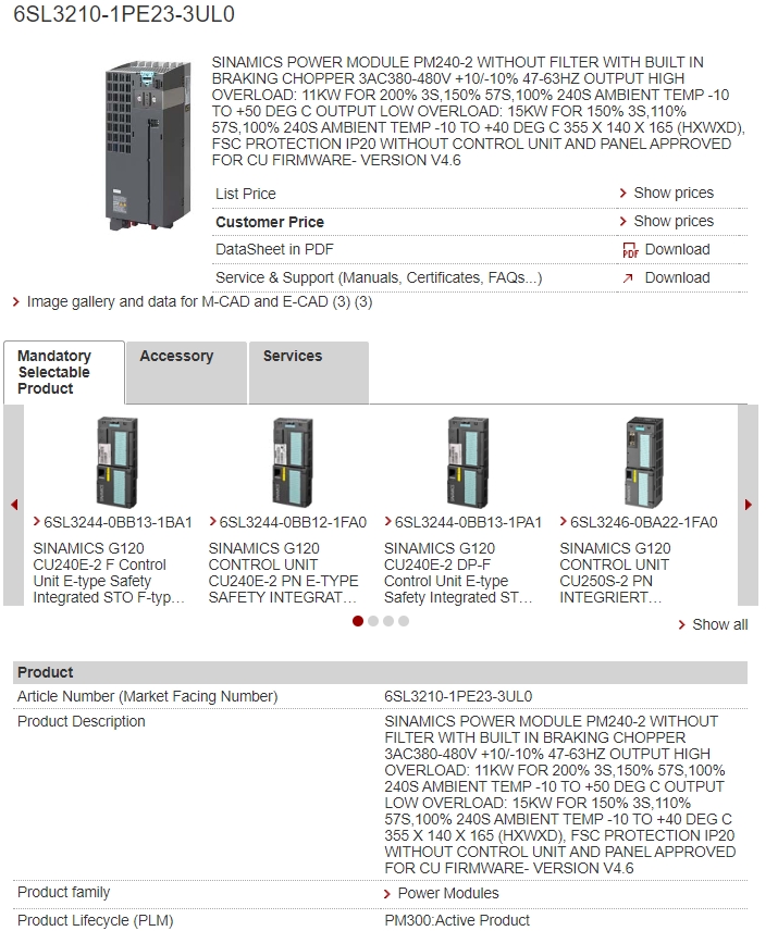 6SL3210-1PE23-3UL0