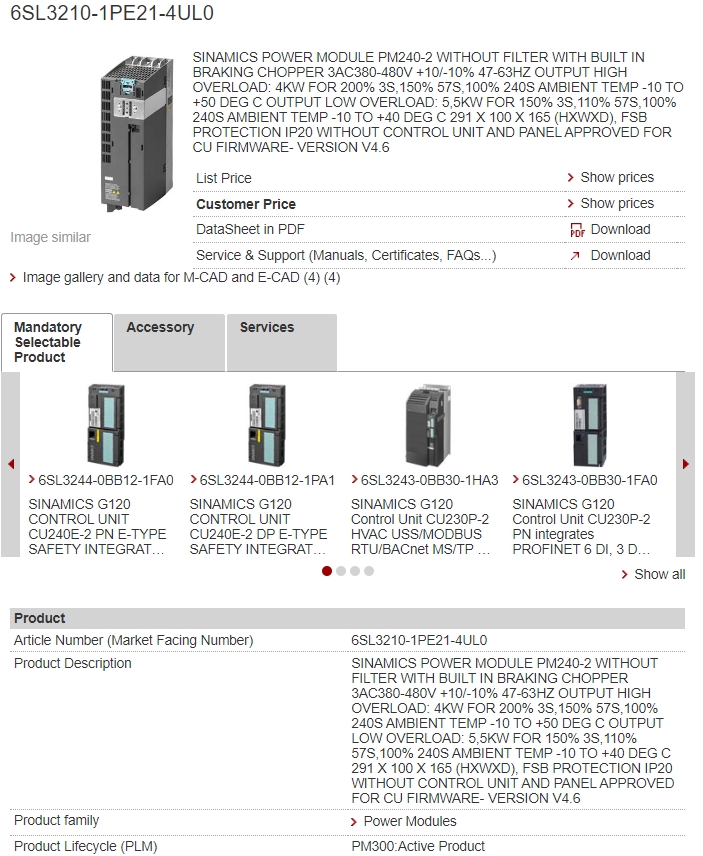6SL3210-1PE21-4UL0