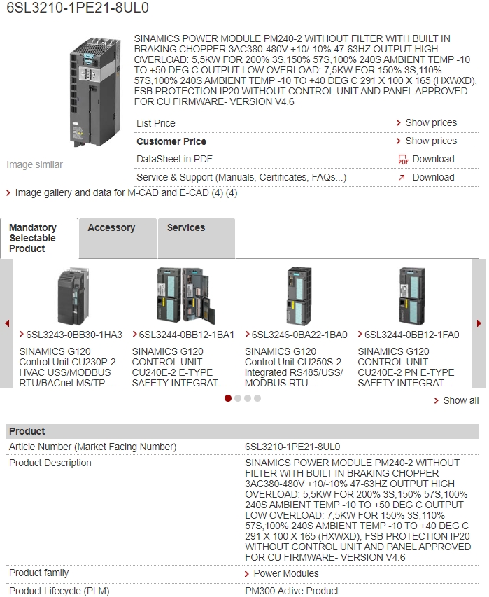 6SL3210-1PE21-8UL0