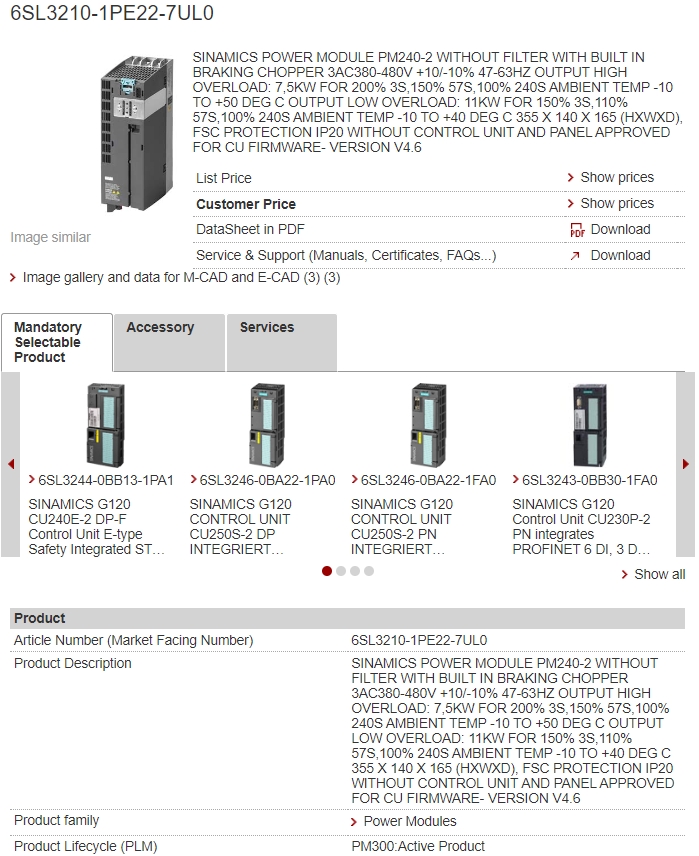 6SL3210-1PE22-7UL0