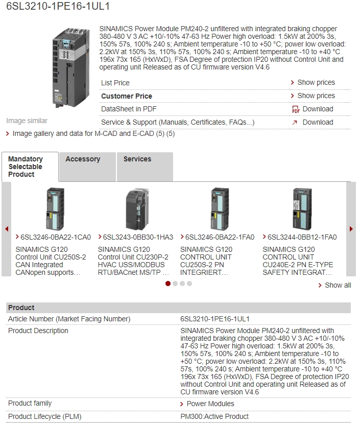 6SL3210-1PE16-1UL1