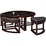 The large round glass coffee table, with its heaviness and stability, gives people a strong sense of peace of mind, as if all restlessness and irritability can be calmed and comforted in front of it.