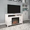 mirrored tv stand with fireplace