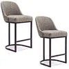 Grey upholstered bar stools comfortable seats and high foot design allow you to enjoy a wider view and a more comfortable dining experience