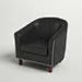 Faux Leather Barrel Accent Chair with wood Legs