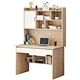 This wooden solid wood desk is crafted from carefully selected high-quality wood, with a fine and warm texture. The top-mounted bookshelf allows you to conveniently place books, while the drawers and open compartments below form a versatile storage system
