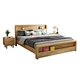 This modern solid wood bed has clean lines and light wood tones for airiness, fitting various decors. Its stable frame is noiseless, ensuring sound sleep and keeping the bedroom tidy.