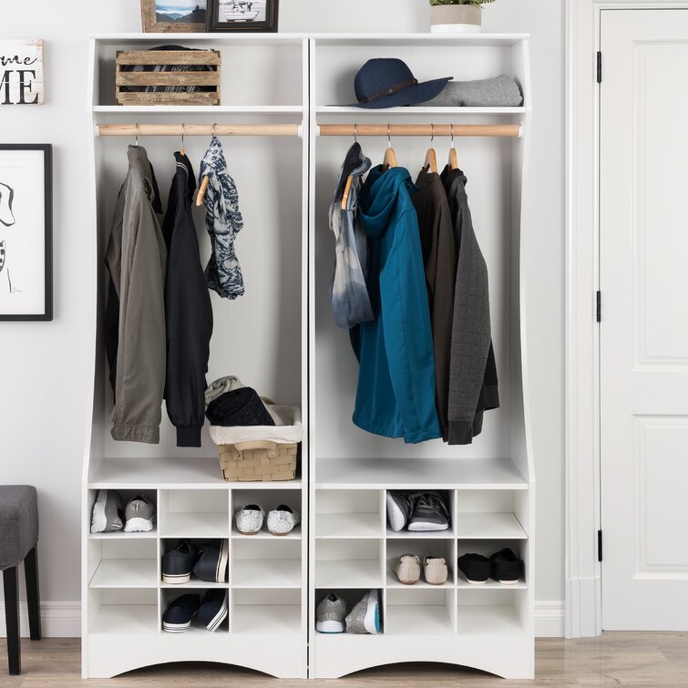 Wardrobe interior with hanging rod and shoe grids