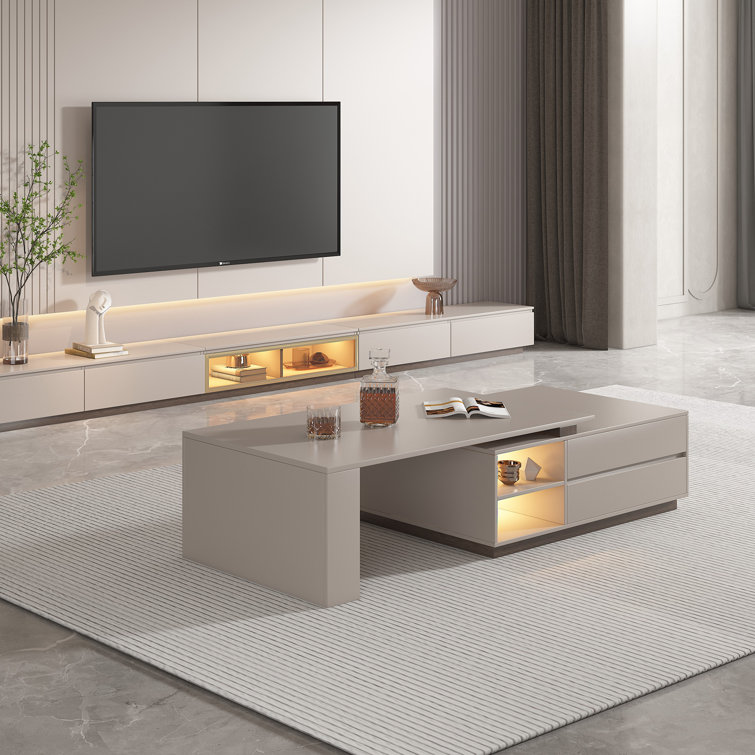 TV stand and coffee table set in living room