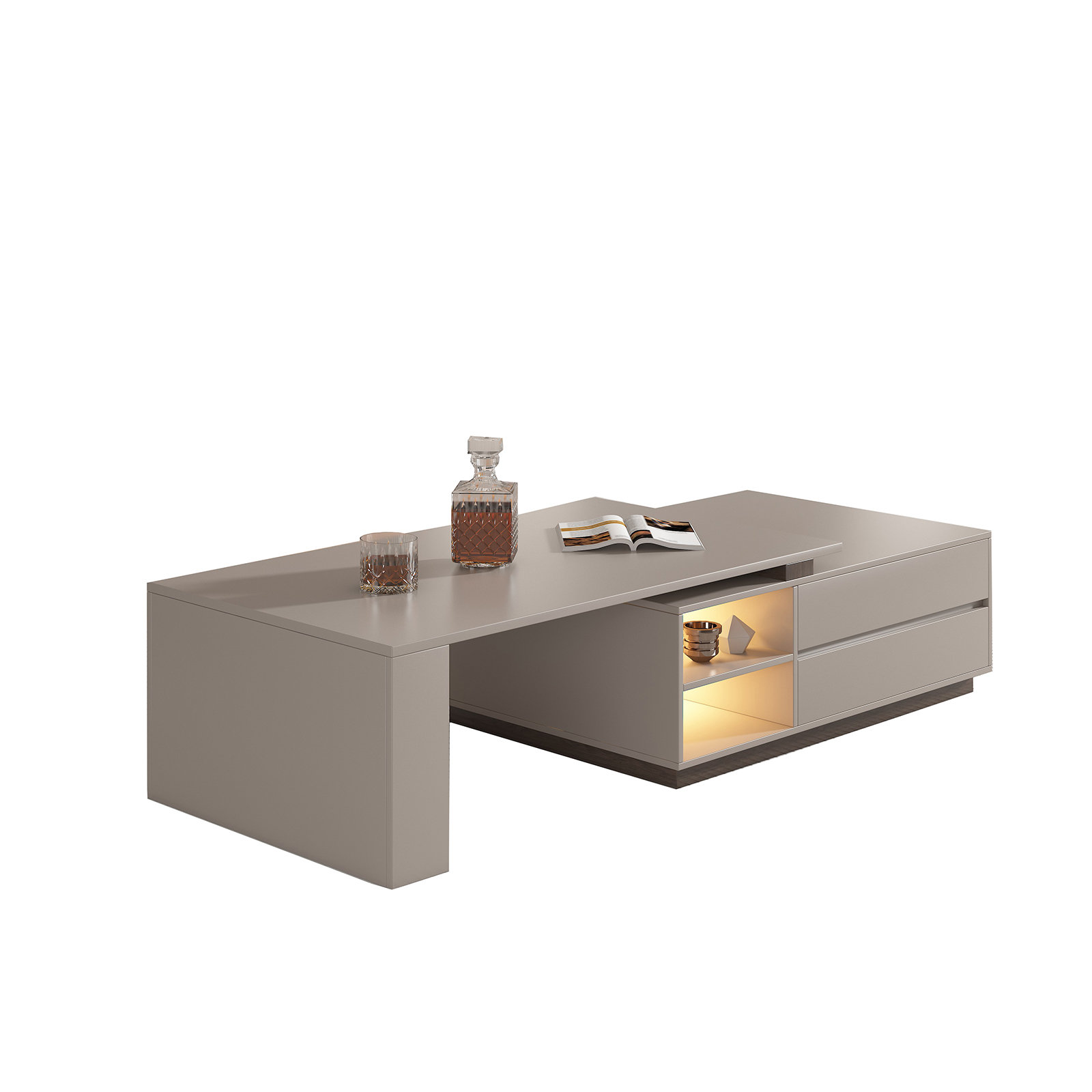 Modern TV stand and coffee table set in light apricot color