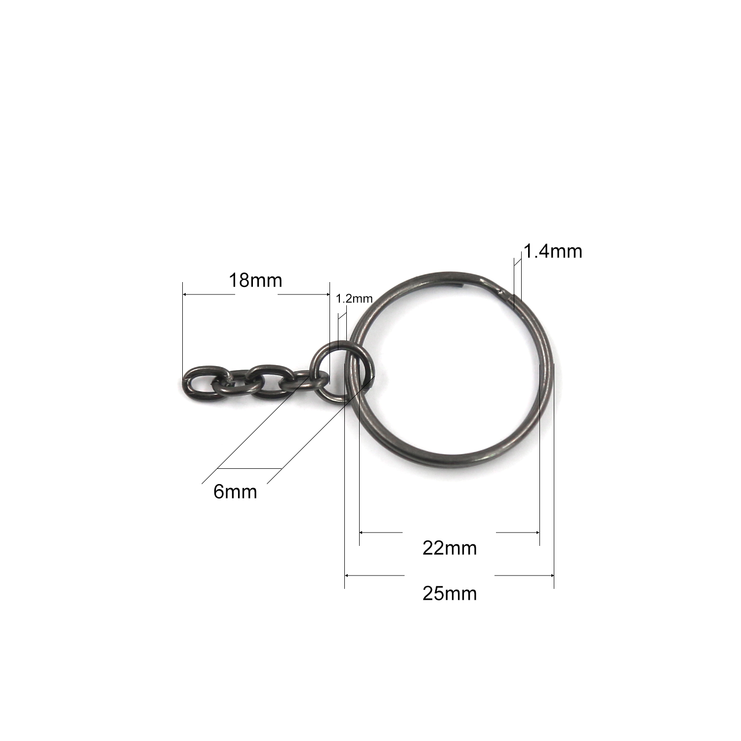 gun black key ring with chain