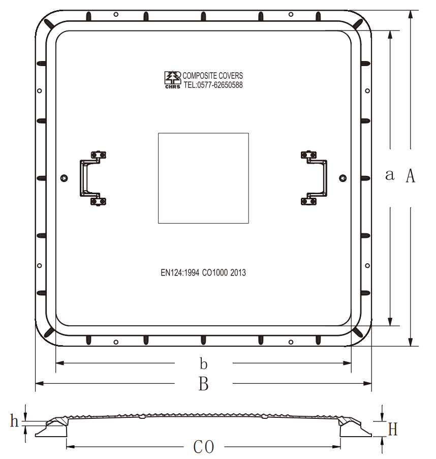 Composite Square Cover Clear Opening 1000x1000mm