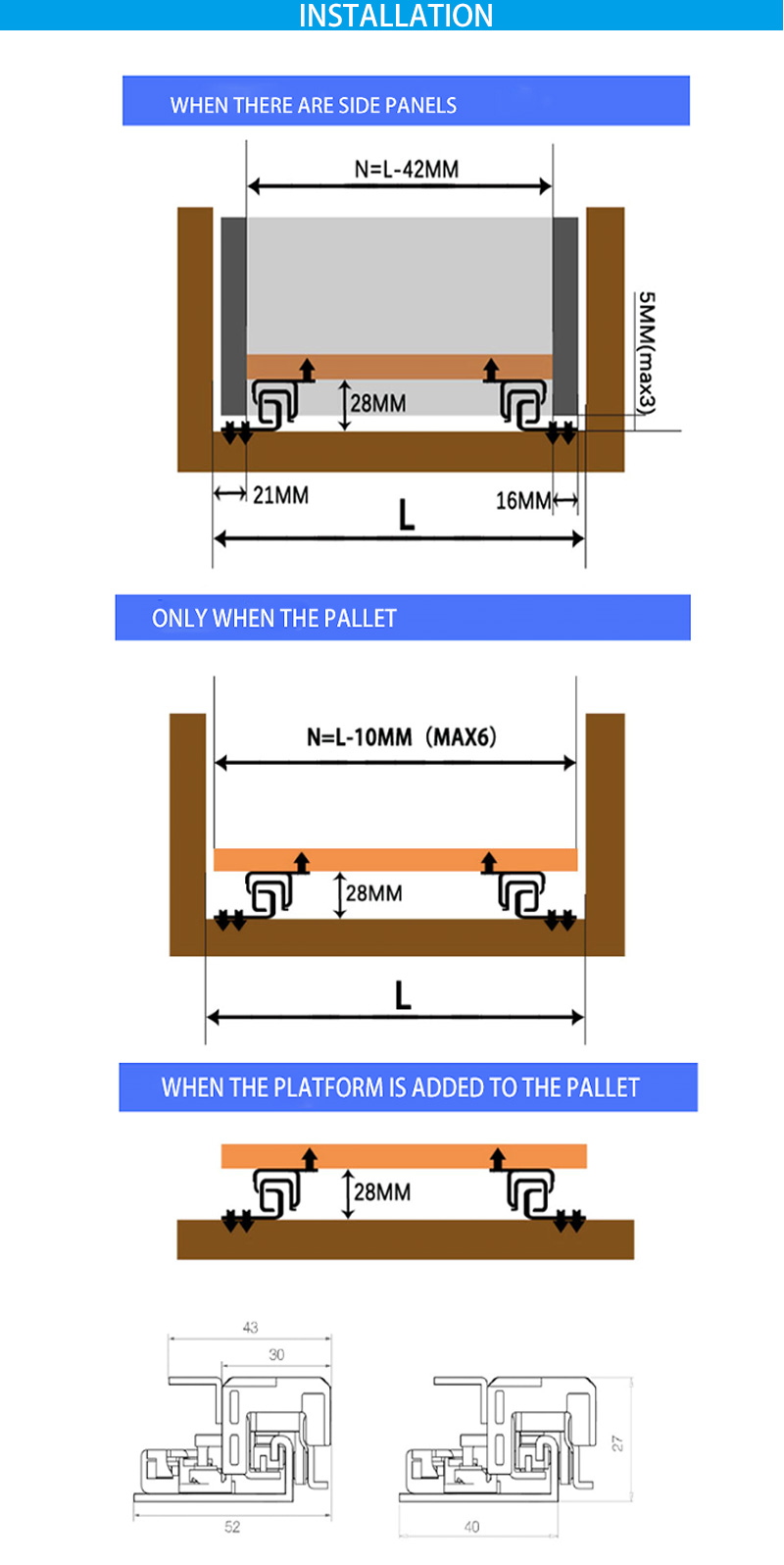 floor mounted drawer slides